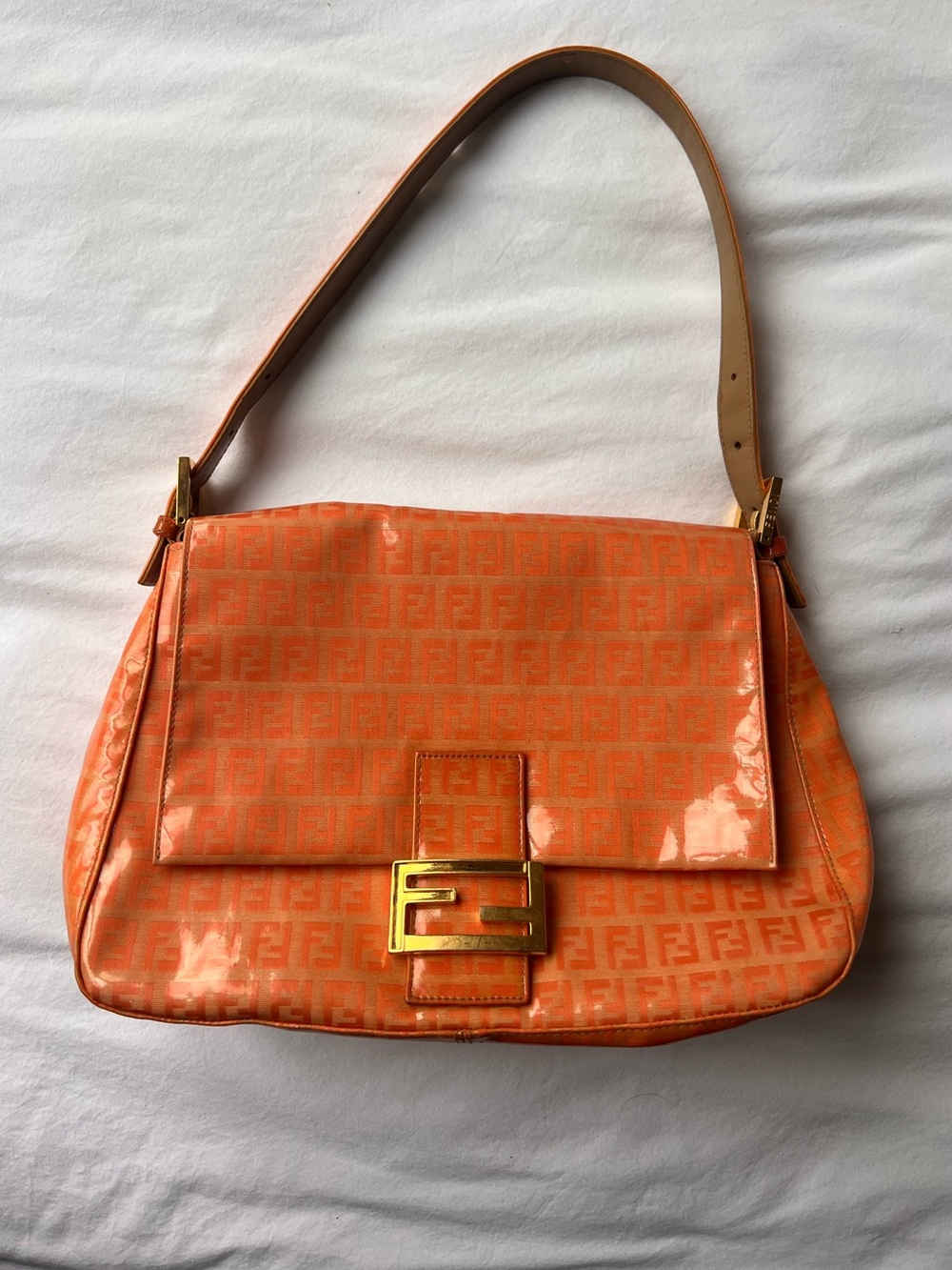 Vintage Fendi Orange Zucchino Mamma Baguette
